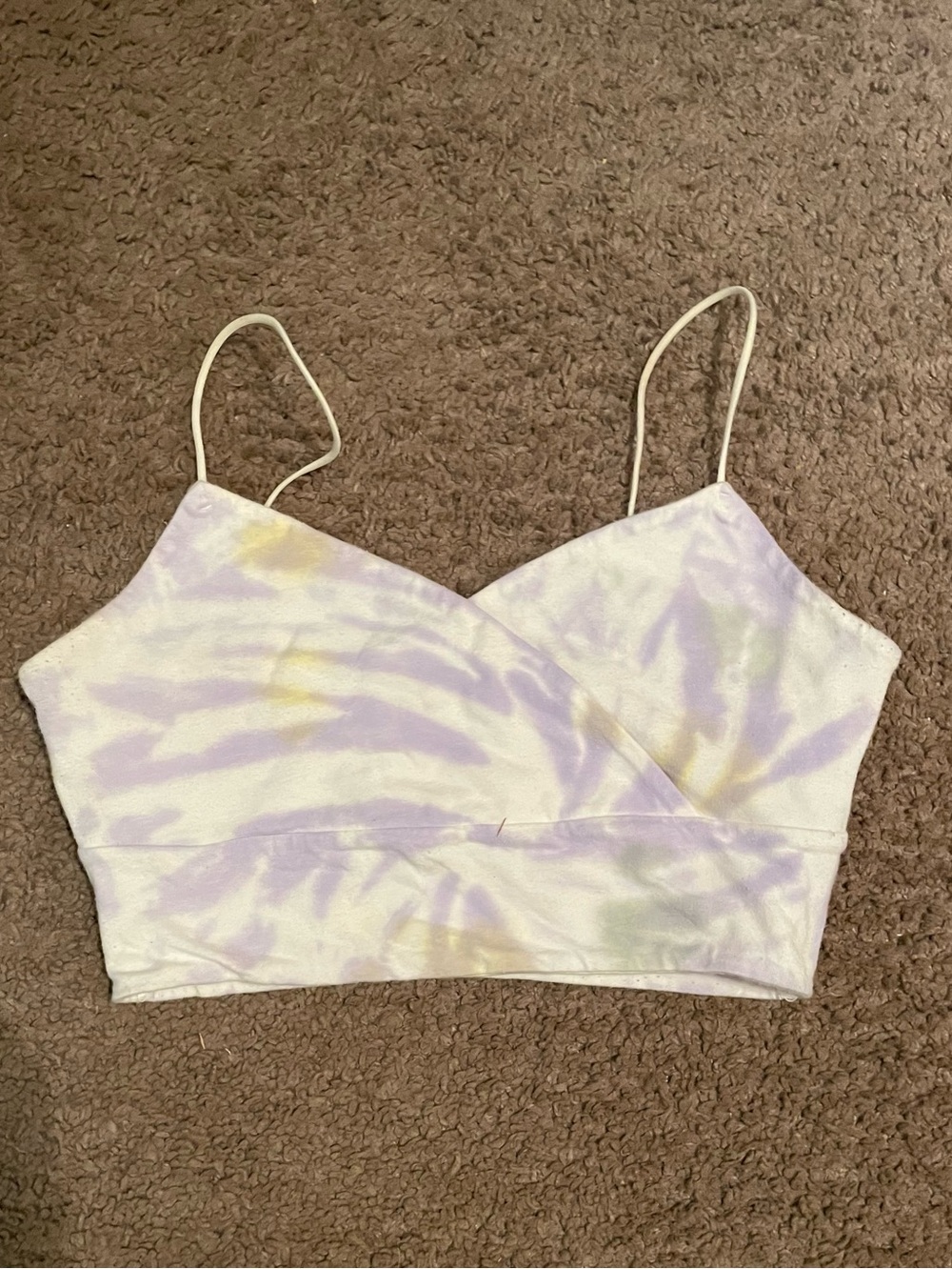 Aeropostale Lavender and Yellow Tie-Dye Spaghetti Strap Crop Top